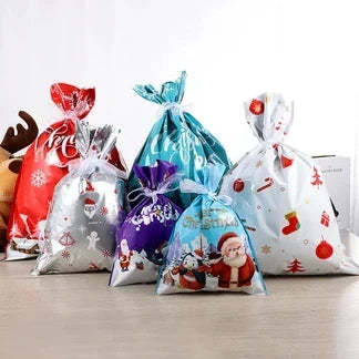 Christmas Drawstring Gift Bags – Pack of 15