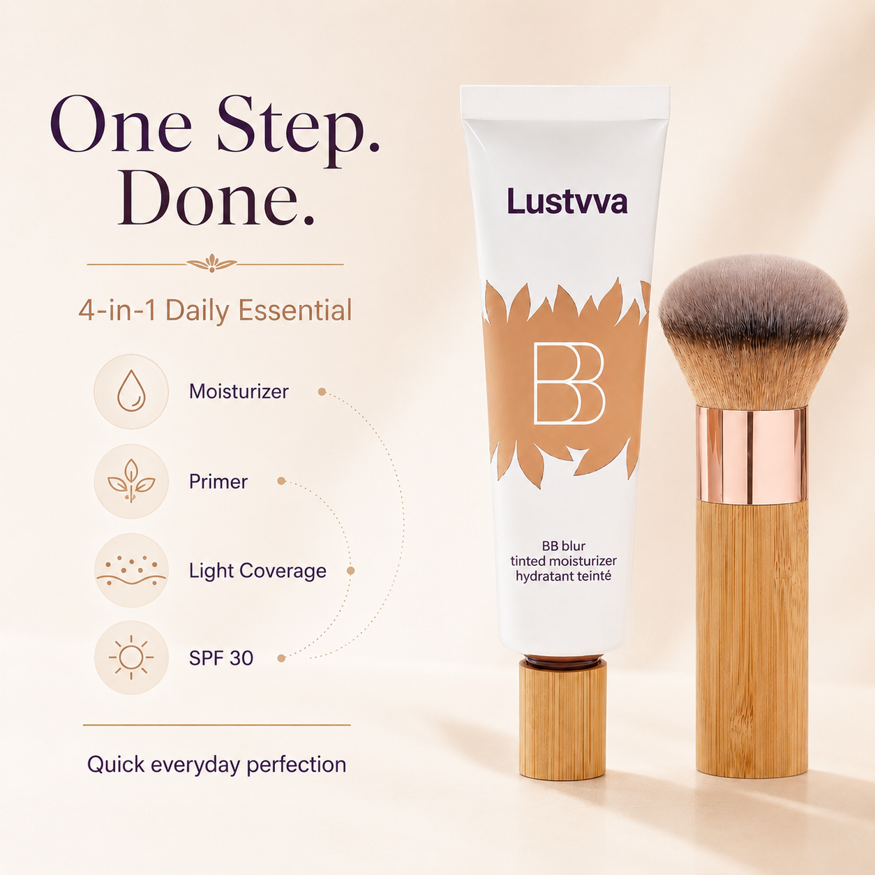 Lustvva™ BB Blur Tinted Moisturizer SPF 30 + Round Blending Brush