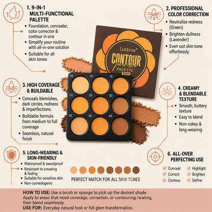Lustvva™ 9-Color Foundation & Concealer Palette