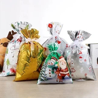 Christmas Drawstring Gift Bags – Pack of 15