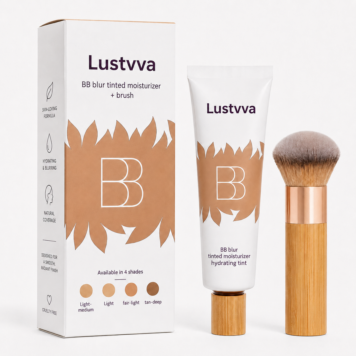 Lustvva™ BB Blur Tinted Moisturizer SPF 30 — Free Round Blending Brush Included