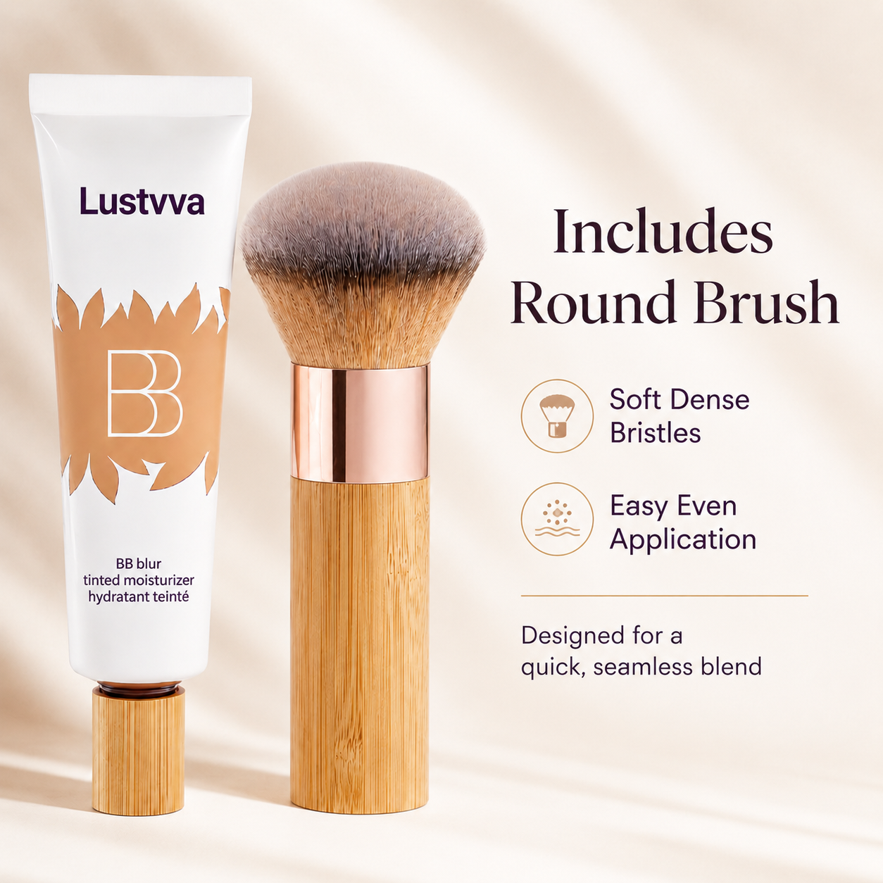 Lustvva™ BB Blur Tinted Moisturizer SPF 30 + Round Blending Brush
