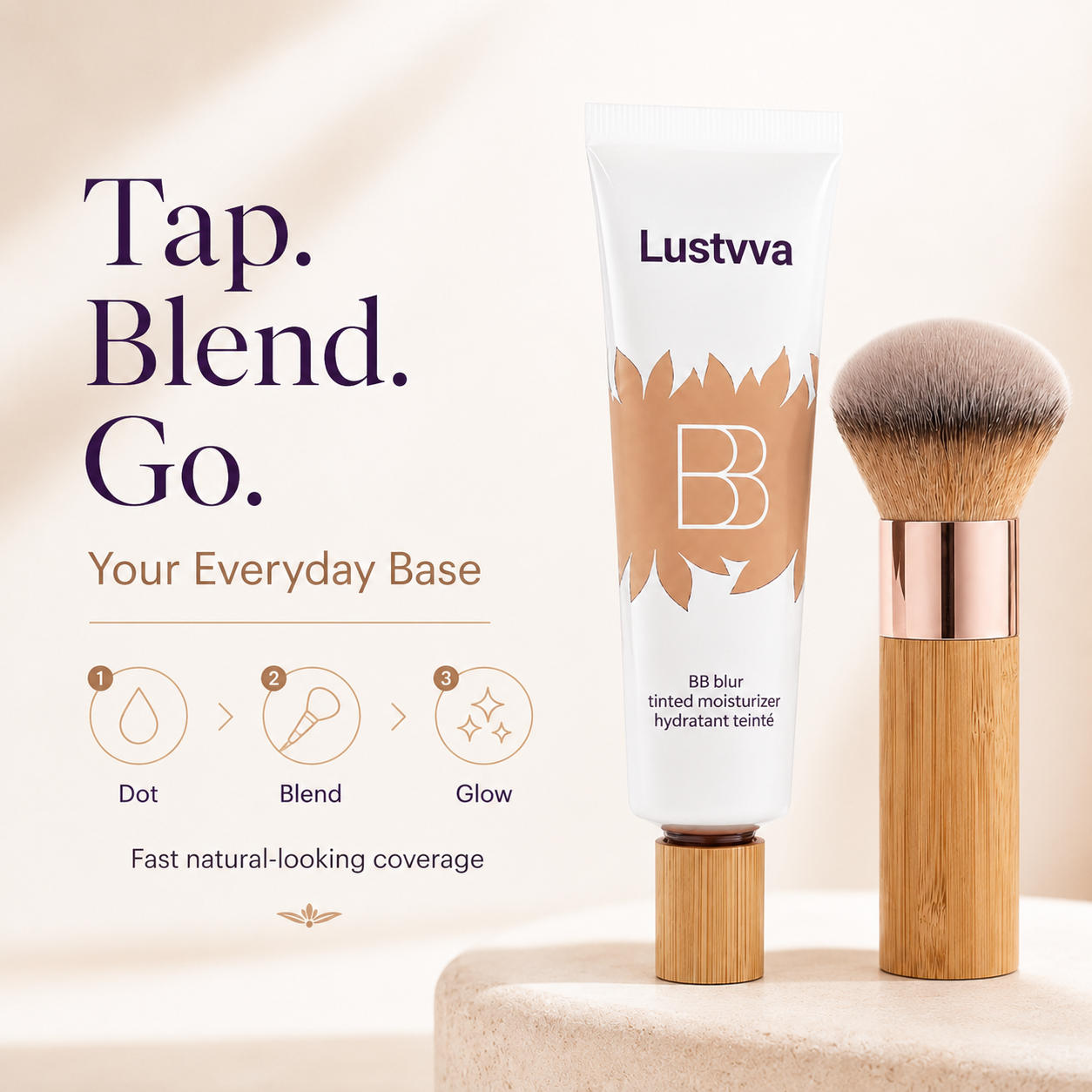 Lustvva™ BB Blur Tinted Moisturizer SPF 30 + Round Blending Brush
