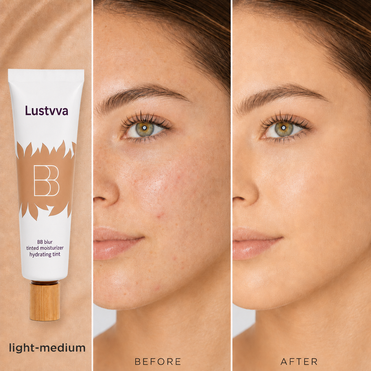 Lustvva™ BB Blur Tinted Moisturizer SPF 30 — Free Round Blending Brush Included